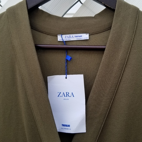 NWT Zara olive green double breasted v neck dress - Picture 3 of 13